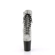 Pleaser FLAMINGO-1020RS Platform Ankle Boot (Silver Rhinestone/Black Matte)