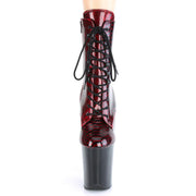 Pleaser FLAMINGO-1020SP Platform Ankle Boot (Red Snake Print Patent/Black)
