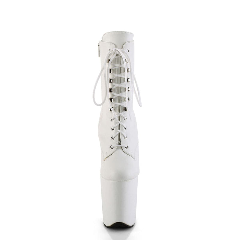 Pleaser FLAMINGO-1020WR Platform Ankle Boot (White Faux Leather/White Faux Leather)
