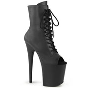Pleaser FLAMINGO-1021 Platform Ankle Boot (Black Faux Leather/Black Matte)