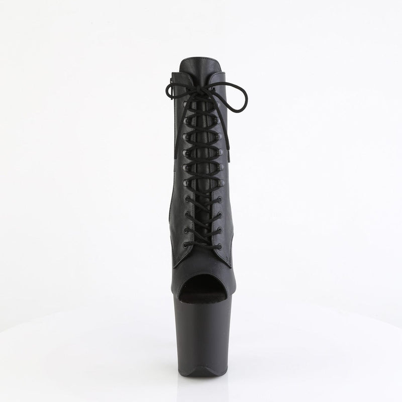 Pleaser FLAMINGO-1021 Platform Ankle Boot (Black Faux Leather/Black Matte)