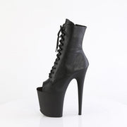 Pleaser FLAMINGO-1021 Platform Ankle Boot (Black Faux Leather/Black Matte)