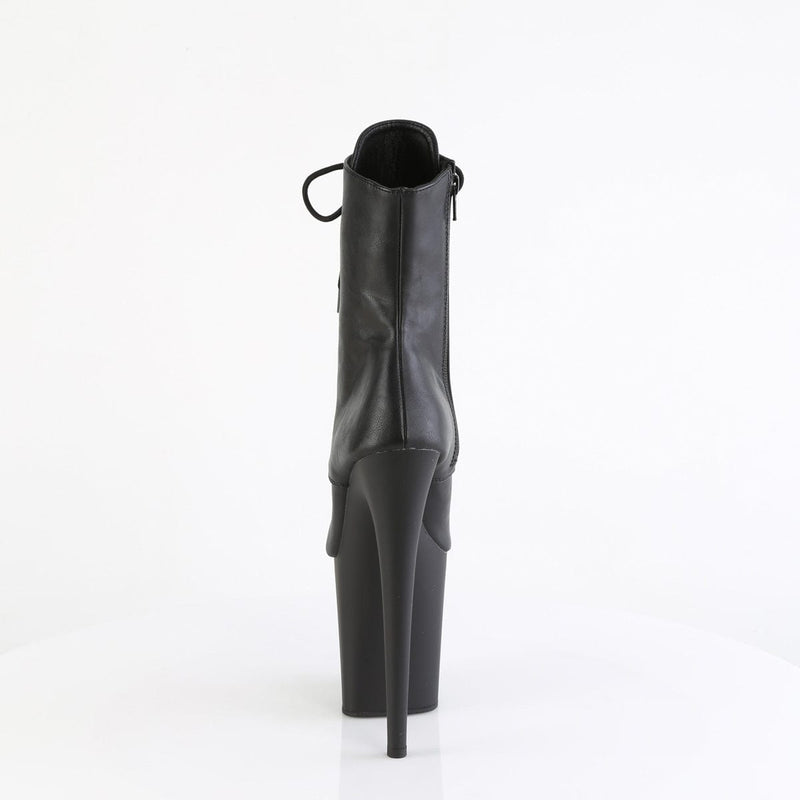 Pleaser FLAMINGO-1021 Platform Ankle Boot (Black Faux Leather/Black Matte)