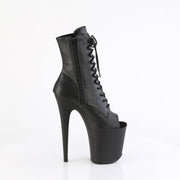 Pleaser FLAMINGO-1021 Platform Ankle Boot (Black Faux Leather/Black Matte)
