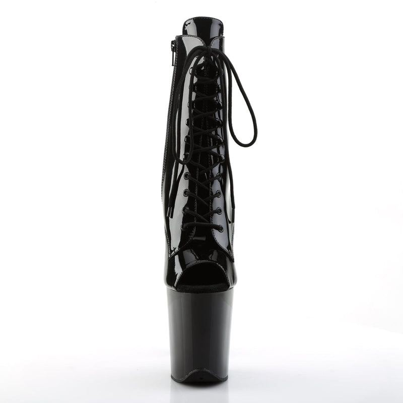 Pleaser FLAMINGO-1021 Platform Ankle Boot (Black Patent/Black)