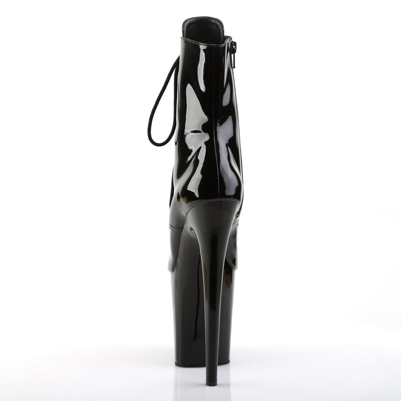 Pleaser FLAMINGO-1021 Platform Ankle Boot (Black Patent/Black)