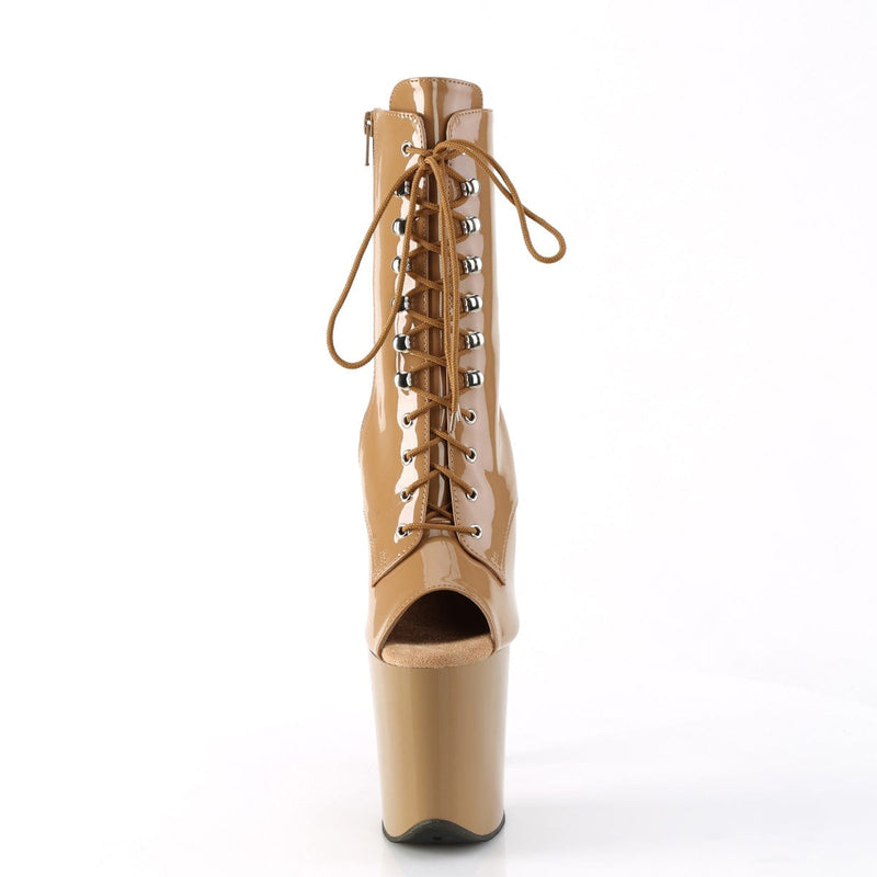 Pleaser FLAMINGO-1021 Platform Ankle Boot (Toffee Patent/Toffee)