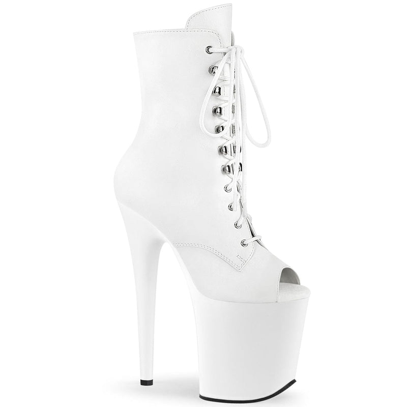 Pleaser FLAMINGO-1021 Platform Ankle Boot (White Faux Leather/White Matte)