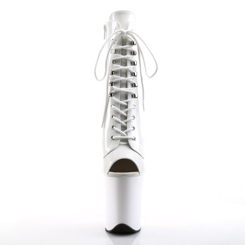 Pleaser FLAMINGO-1021 Platform Ankle Boot (White Patent/White)
