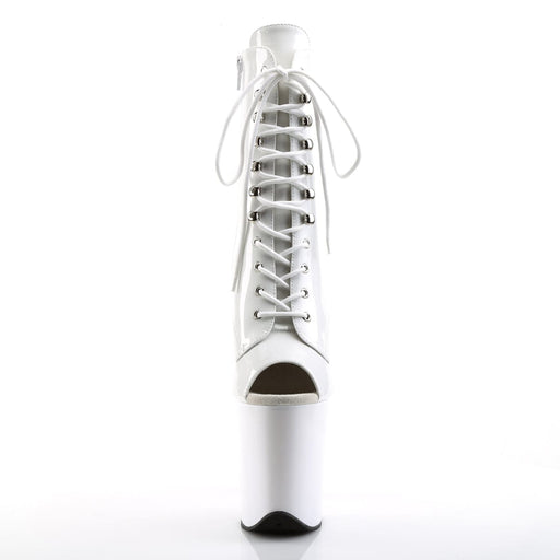 Pleaser FLAMINGO-1021 Platform Ankle Boot (White Patent/White)