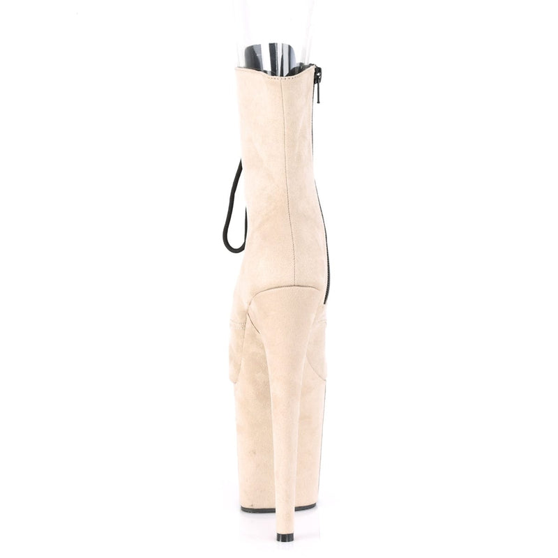 Pleaser FLAMINGO-1021FS Platform Ankle Boot (Beige Faux Suede/Beige Faux Suede)