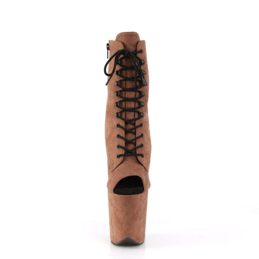 Pleaser FLAMINGO-1021FS Platform Ankle Boot (Caramel Faux Suede/Caramel Faux Suede)