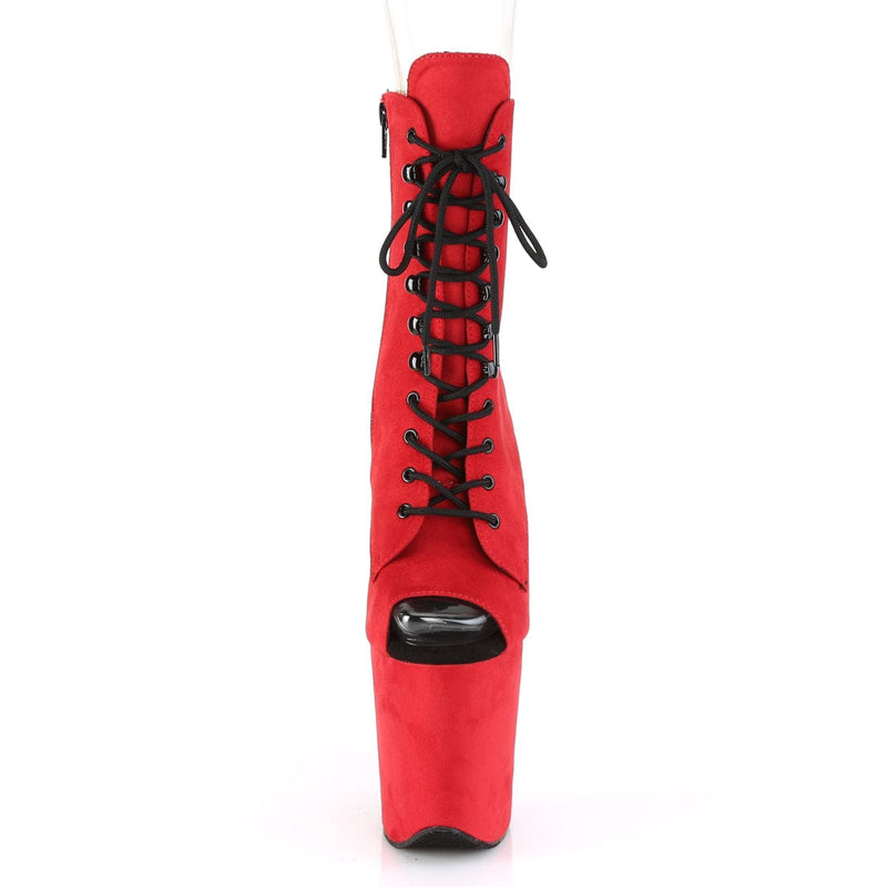 Pleaser FLAMINGO-1021FS Platform Ankle Boot (Red Faux Suede/Red Faux Suede)