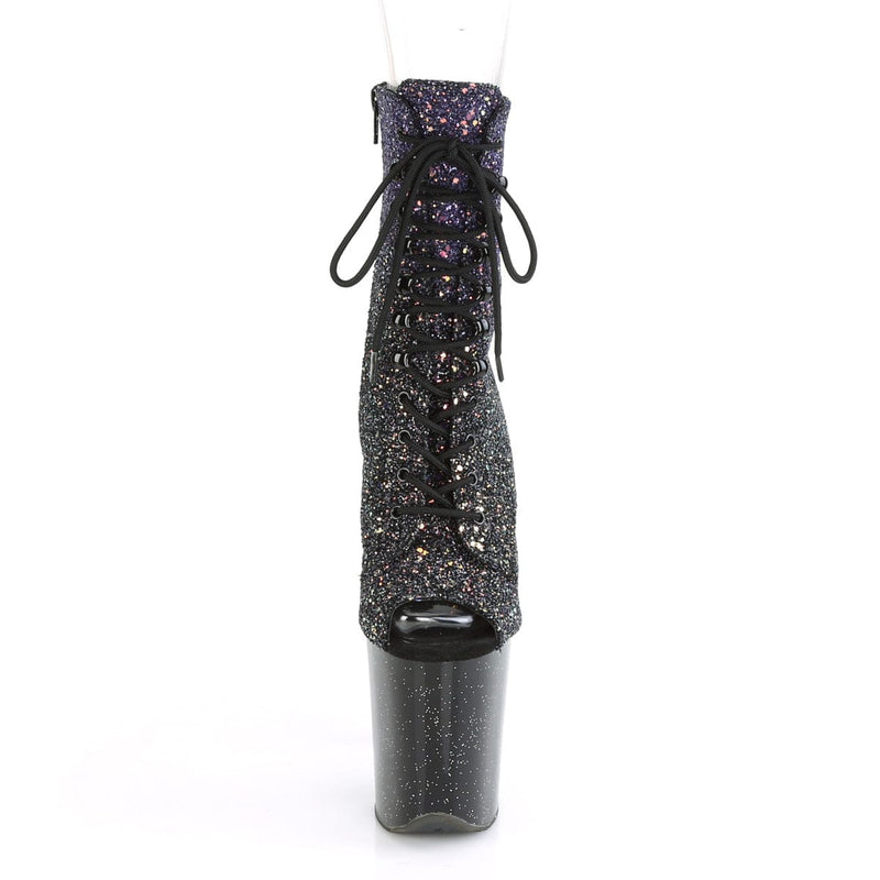 Pleaser FLAMINGO-1021OMBG Platform Ankle Boot (Purple Multi Glitter/Black)