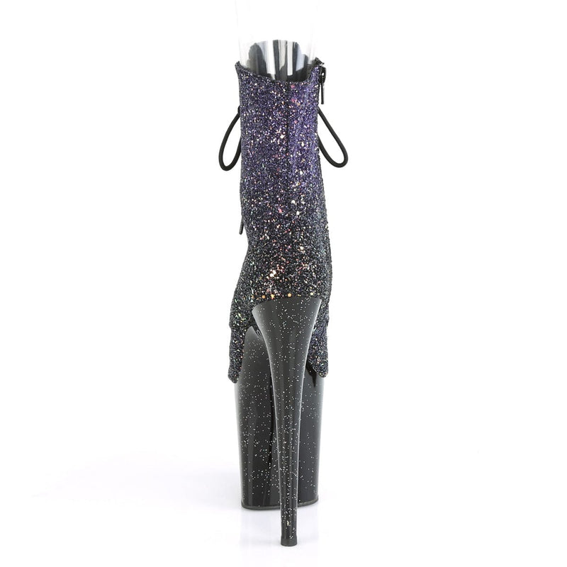 Pleaser FLAMINGO-1021OMBG Platform Ankle Boot (Purple Multi Glitter/Black)
