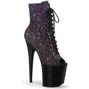 Pleaser FLAMINGO-1021OMBG Platform Ankle Boot (Purple Multi Glitter/Black)