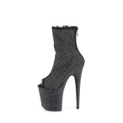 Pleaser FLAMINGO-1031GM Platform Ankle Boot (Black Fabric-Rhinestone Mesh/Black Matte)