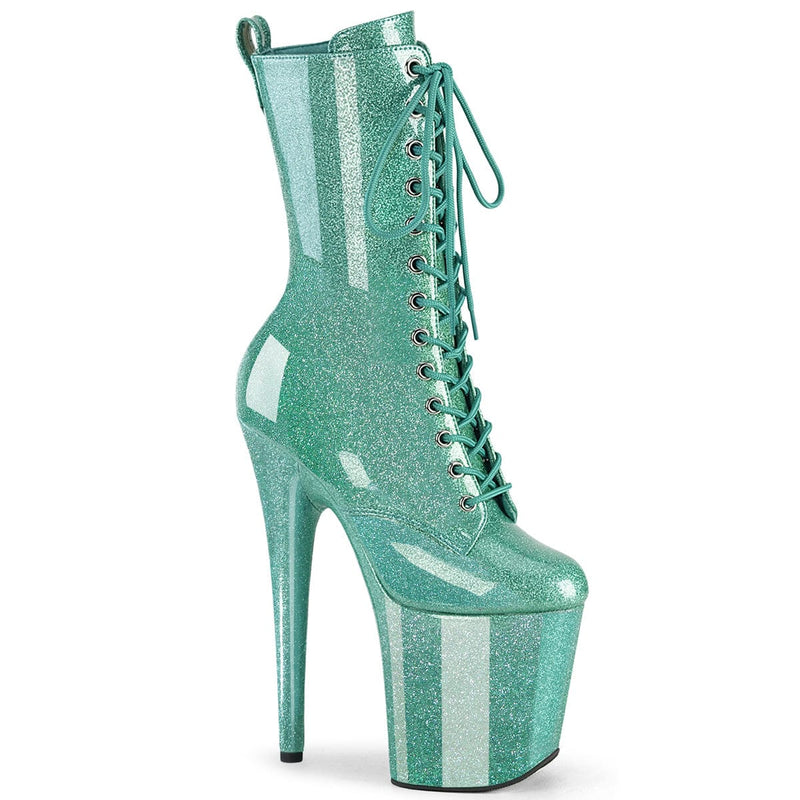 Pleaser FLAMINGO-1040GP Platform Ankle Boot (Aqua Glitter Patent/M)