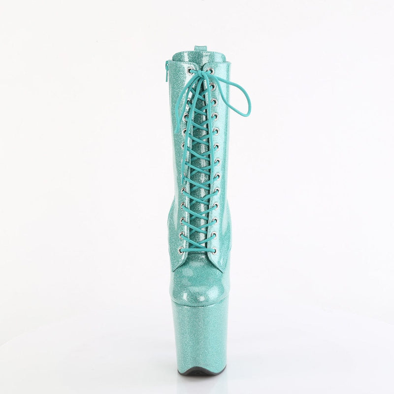 Pleaser FLAMINGO-1040GP Platform Ankle Boot (Aqua Glitter Patent/M)