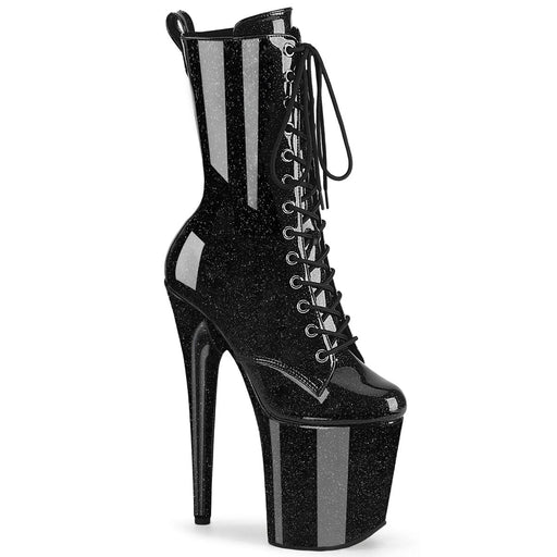 Pleaser FLAMINGO-1040GP Platform Ankle Boot (Black Glitter Patent/M)