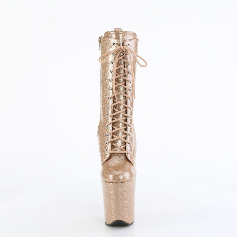 Pleaser FLAMINGO-1040GP Platform Ankle Boot (Gold Glitter Patent/M)