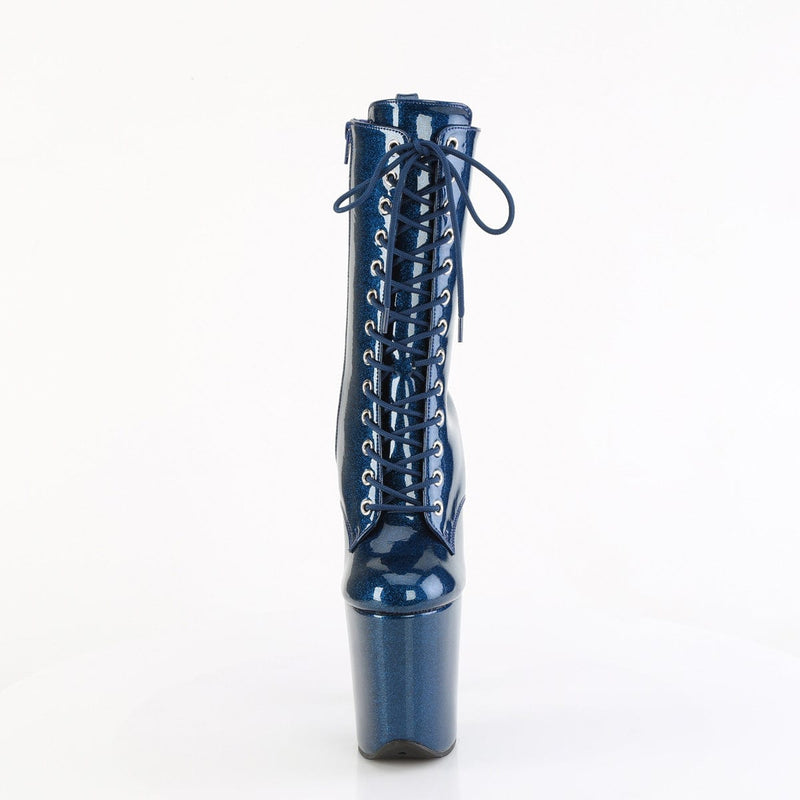 Pleaser FLAMINGO-1040GP Platform Ankle Boot (Navy Blue Glitter Patent/M)