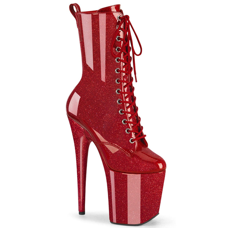 Pleaser FLAMINGO-1040GP Platform Ankle Boot (Ruby Red Glitter Patent/M)