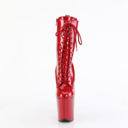 Pleaser FLAMINGO-1040GP Platform Ankle Boot (Ruby Red Glitter Patent/M)