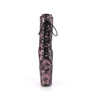 Pleaser FLAMINGO-1040SPF Platform Ankle Boot (Baby Pink Metallic Holo Snake Print Fabric/M)