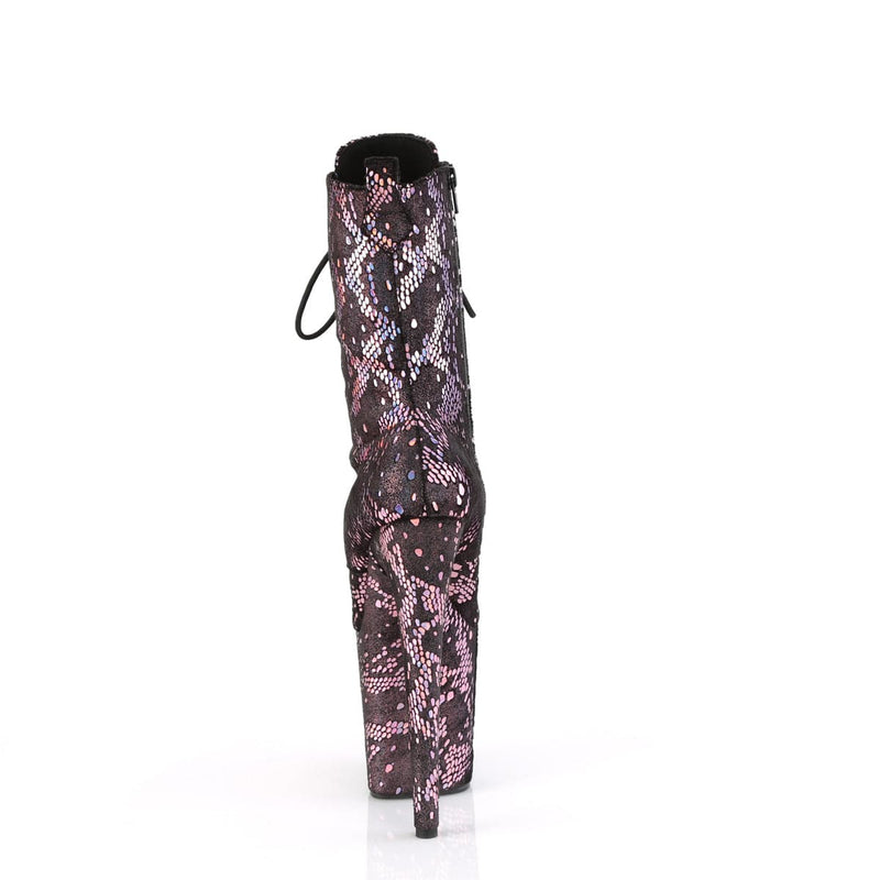 Pleaser FLAMINGO-1040SPF Platform Ankle Boot (Baby Pink Metallic Holo Snake Print Fabric/M)