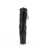 Pleaser FLAMINGO-1040SPF Platform Ankle Boot (Black Oil Slick Metallic Snake Print Fabric/M)