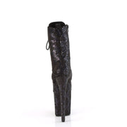 Pleaser FLAMINGO-1040SPF Platform Ankle Boot (Black Oil Slick Metallic Snake Print Fabric/M)