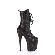 Pleaser FLAMINGO-1040SPF Platform Ankle Boot (Black Oil Slick Metallic Snake Print Fabric/M)