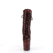 Pleaser FLAMINGO-1040SPF Platform Ankle Boot (Red Metallic Snake Print Fabric/M)