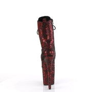Pleaser FLAMINGO-1040SPF Platform Ankle Boot (Red Metallic Snake Print Fabric/M)