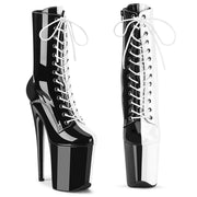 Pleaser FLAMINGO-1040TT Platform Ankle Boot (Black-White Patent/Black-White)