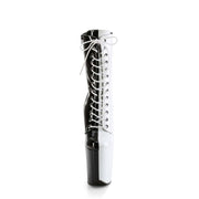 Pleaser FLAMINGO-1040TT Platform Ankle Boot (Black-White Patent/Black-White)