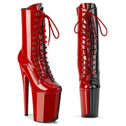 Pleaser FLAMINGO-1040TT Platform Ankle Boot (Red-Black Patent/Red-Black)