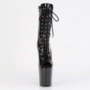 Pleaser FLAMINGO-1041GP Platform Ankle Boot (Black Glitter Patent/M)
