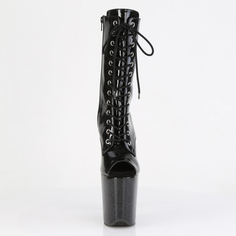 Pleaser FLAMINGO-1041GP Platform Ankle Boot (Black Glitter Patent/M)