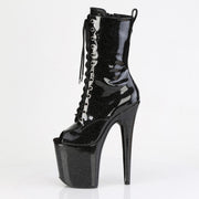 Pleaser FLAMINGO-1041GP Platform Ankle Boot (Black Glitter Patent/M)