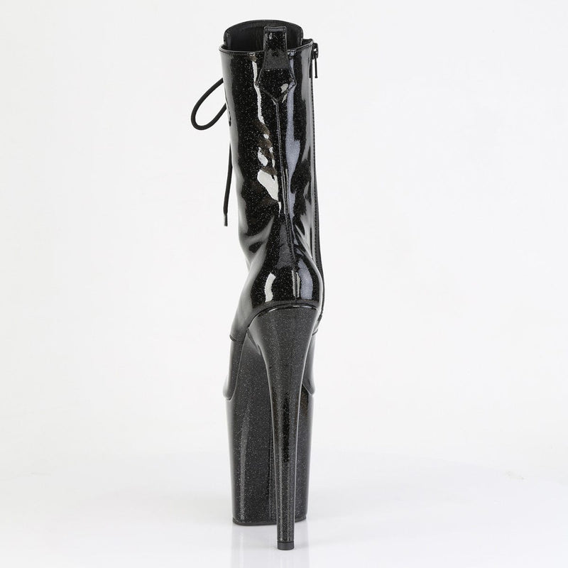 Pleaser FLAMINGO-1041GP Platform Ankle Boot (Black Glitter Patent/M)