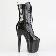 Pleaser FLAMINGO-1041GP Platform Ankle Boot (Black Glitter Patent/M)