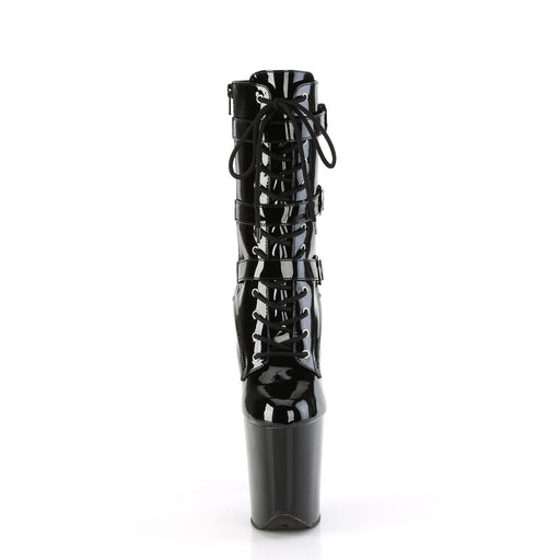 Pleaser FLAMINGO-1043 Platform Ankle Boot (Black Patent/Black)