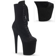 Pleaser FLAMINGO-1045VEL Platform Ankle Boot (Black Velvet/Black Velvet)