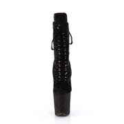 Pleaser FLAMINGO-1045VEL Platform Ankle Boot (Black Velvet/Black Velvet)