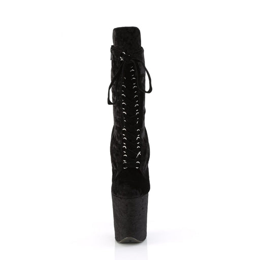 Pleaser FLAMINGO-1045VEL Platform Ankle Boot (Black Velvet/Black Velvet)