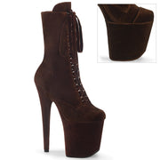 Pleaser FLAMINGO-1045VEL Platform Ankle Boot (Brown Velvet/M)