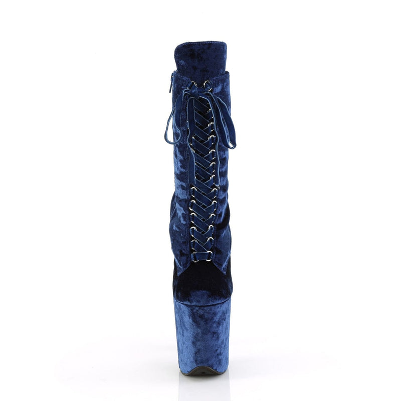 Pleaser FLAMINGO-1045VEL Platform Ankle Boot (Navy Blue Velvet/Navy Blue Velvet)