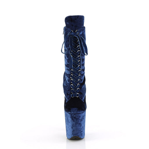 Pleaser FLAMINGO-1045VEL Platform Ankle Boot (Navy Blue Velvet/Navy Blue Velvet)